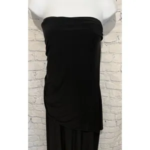 White House Black Market WHBM Black Pant Jumpsuit Strapless Stretch Medium thumbnail 2