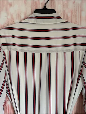Express Outlet White Convertible Sleeve Red Striped Long Sleeve Shirt Dress Sz S thumbnail 11