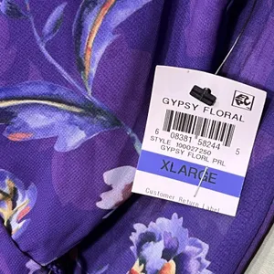 Bar III Dress Women's XL Purple Floral Cold Shoulder Ruffle Fit & Flare Sundress thumbnail 5