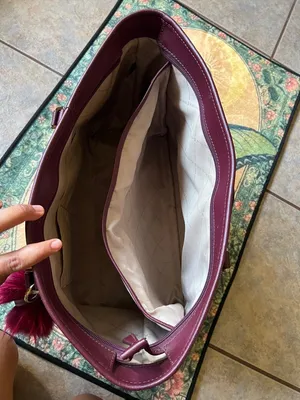 Michael Kors Plum Saffiano Tote with Magenta Pom Charm thumbnail 8