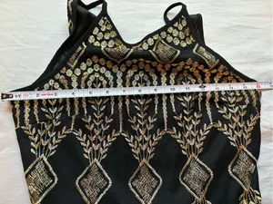 Altar’d State Black Gold Embroidered Maxi Dress Size S Formal Boho thumbnail 6