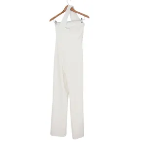 Lulus Criss-Cross Your Mind Jumpsuit Women Small White Stretch Back Zip Wide-Leg thumbnail 4