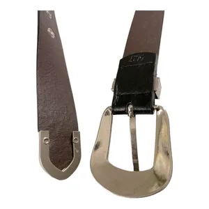 Black Leather Western Engraved Silver Buckle Belt | Size 27 | Boho Cowgirl thumbnail 7