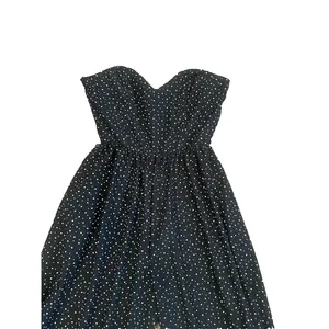 Vtg Diamonds Run Jumpsuit Black Polka Dot Strapless‎ Sweetheart Harem Retro XS thumbnail 3