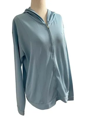 Nike Dri-Fit Women Size XL 16-18 Blue Hoodie Jacket 16-253 thumbnail 3
