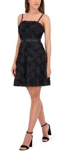 Kensie Dress 16 Black Fit & Flare 3D Rosette Sleeveless Cocktail Mini thumbnail 1