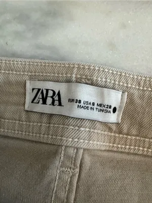 Zara - The Marine Jeans Cream Wide-Leg High Rise Crop with Raw Hem thumbnail 4