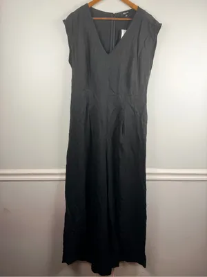 New Madewell Seamed Wide-Leg Jumpsuit in black size 14 thumbnail 3