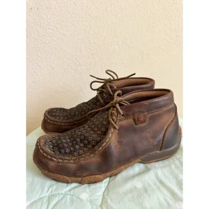 Twisted X Brown Woven Leather Lace-Up Chukka Ankle Boots Round Toe US 4 thumbnail 15