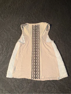 Miss Me Cream Tank with White Crochet Panels thumbnail 4
