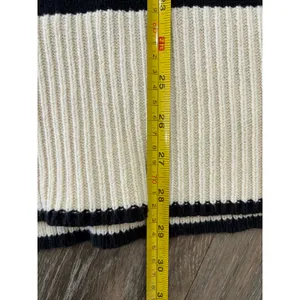 Blu Pepper Striped Sweater Quarter Zip Black Cream Size Small Chunky Knit thumbnail 5