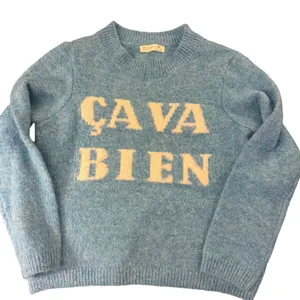 CAVA BIEN Blue Sweater XS Oversized French Graphic Knit Primark Cares thumbnail 1
