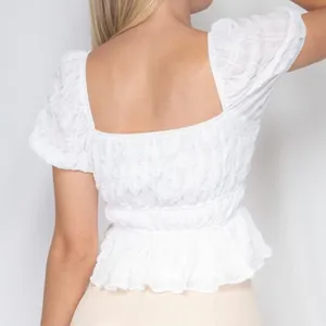 Petal & Pup Puff Sleeve Crop Top White thumbnail 3