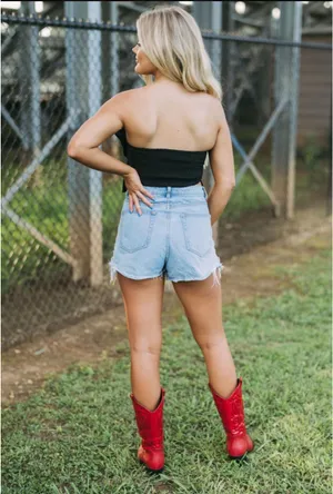 Black strapless ruffle top these three boutique  thumbnail 4