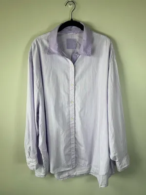 Aerie Good Day Button Down Shirt Lavender Striped Oversized Cotton Boyfriend XXL thumbnail 2