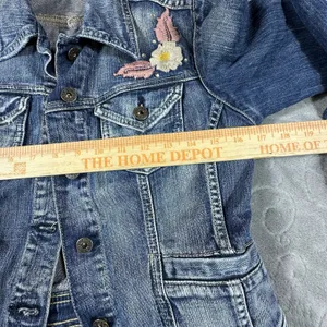 Vintage Guess Jeans Denim Trucker Jacket Women Large 90s Embroidered Y2K Retro thumbnail 7