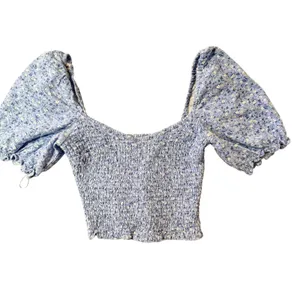 Abercrombie‎ & Fitch Blue Ditsy Floral Print Smocked Puff Sleeve Crop Top XS thumbnail 4