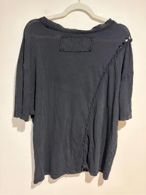 We The Free People Moonlit Mini Braided Cutout Oversized Tee T-Shirt Black Small thumbnail 8