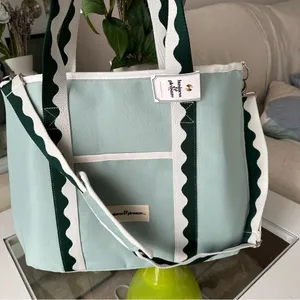 Business & Pleasure Co Cooler Tote Green Canvas Beach Bag NWT thumbnail 3