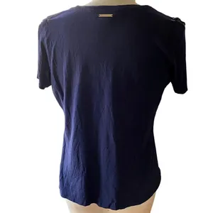 MICHAEL KORS Blue Short Sleeve Tied Shoulders Top ~ Women's Size LARGE thumbnail 2