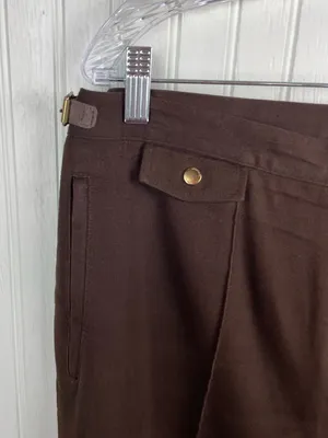 Vintage Lauren Ralph Lauren Brown Pleated Trousers Size 16 Buckle Equestrian thumbnail 4