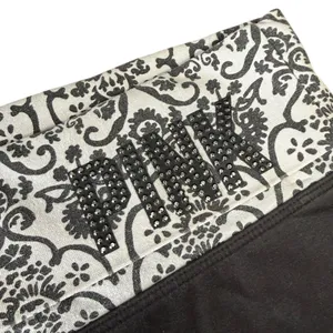 Vintage‎ Y2K PINK Foldover Yoga Pants Black Flare Bling Bedazzled Logo Size S thumbnail 2