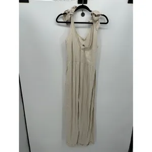 Zesica‎ Romper Jumpsuit Women Sz L Cream Linen Blend Pockets Lagenlook Boho NWT thumbnail 2