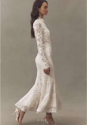 BHLDN Long Sleeve Mock-Neck Stretch Lace Maxi Dress thumbnail 6