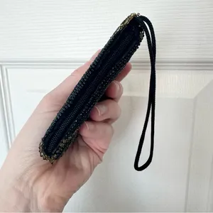 Vintage Art Deco handmade beaded black cat coin purse AS IS thumbnail 7