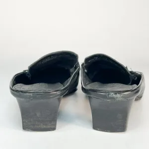 Franco Sarto Black Leather Kitten Heels Mules Shoes Women 7 thumbnail 5