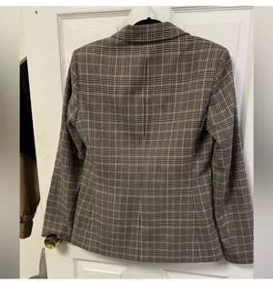 Tahari Arthur S. Levine Plaid Blazer - Grey/Pink Glen Check - Size 4 thumbnail 2