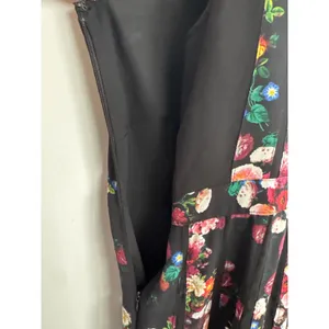 Adrianna Papell Black Floral Pleated Sleeveless Midi Dress Wedding Guest Size 14 thumbnail 5