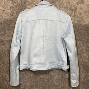 Superdown Women's Moto Jacket Small Light Blue Faux Suede Biker Coat Polyester B thumbnail 7