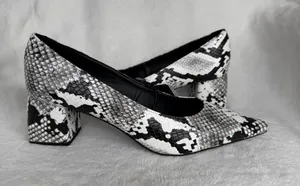 Zara women shoes 36/US 7.5 Snake Print Block Heels Pumps New No Box thumbnail 1