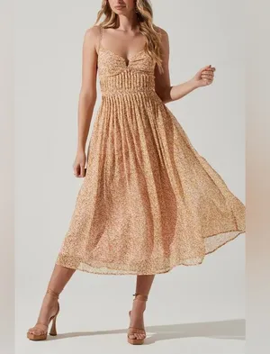 ASTR the Label Floral Print Pleated Midi Dress thumbnail 1