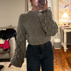 Grey Ballon Sleeve Warm Sweater Gray thumbnail 2