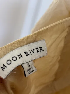 Anthropologie Moon River Butter Yellow polk a dot puff sleeve mini dress summer thumbnail 10