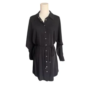 Amanda Uprichard - Black Button-Front Tie Shirt Dress Sz M thumbnail 2