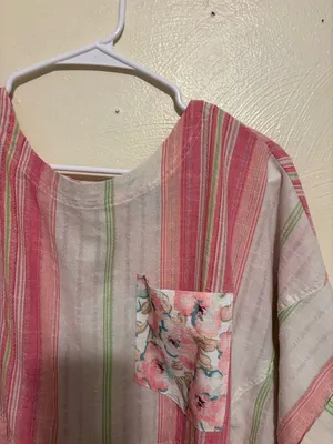 Sage + Fig Pink Stripe Boho Babydoll Top 1X Floral Pocket thumbnail 5