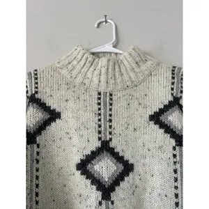 Fabrizio Vintage Wool Blend Grandpa Nordic Fair Isle Mock Neck Sweater Size M thumbnail 7