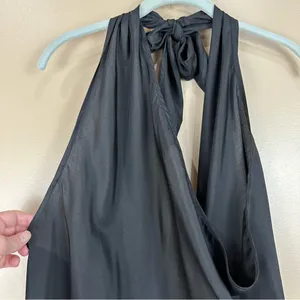 Dress Forum Los Angeles California Black Slinky Halter Blouse Small New thumbnail 2