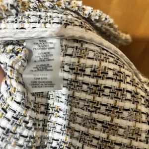 Calvin Klein Jacket Women 6 Multicolor Tweed Plaid Wool Blend Fringe Open Jacket thumbnail 8