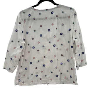 White Stuff Rae Embroidered Textured Boho Organic Cotton Blouse Top‎ Size 12 thumbnail 3