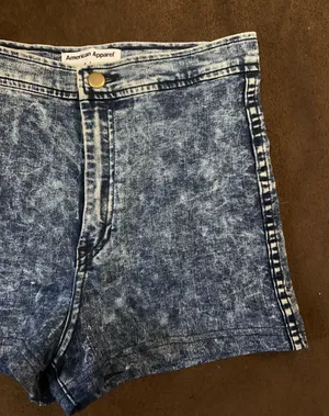 American Apparel MD 90s Blue Acid Wash High Waist Shorts thumbnail 3
