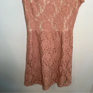 American Eagle Womens Sz 2 Lace Dress Fit & Flare Light Pink Scoop Neck Low Back thumbnail 3