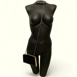 NWOT•Evening Bag•Clutch•Faux Black Patent Leather•Vintage Style Kiss Lock •Chain thumbnail 4
