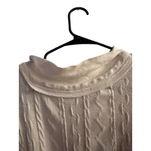 Free People White Mock Neck Cable Knit Textured Sweater Women Sz L thumbnail 8