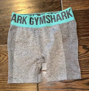 Gymshark Heather Gray athletic Shorts with Aqua Waistband size xsmall thumbnail 1