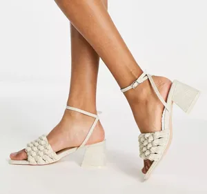 Natural Woven Block Heels Size 9 thumbnail 4
