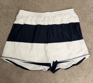 Navy White Colorblock Striped Pull On Lounge Shorts Size XXL thumbnail 1